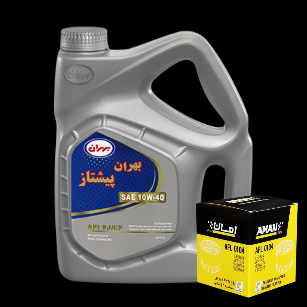 پک روغن بهران پیشتاز3.5 لیتری10w40 و فیلتر روغن امان