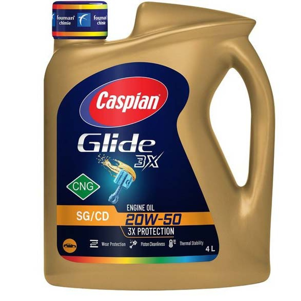 روغن موتور کاسپین دوگانه‌سوز 20W-50 چهار لیتری API SG