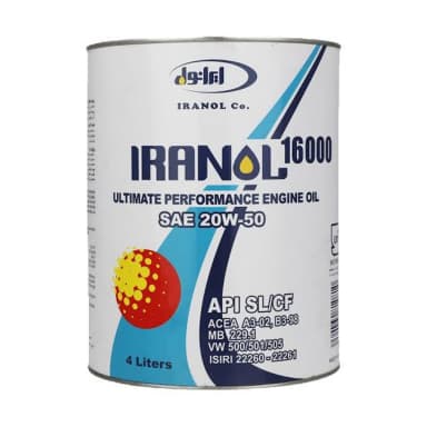 روغن موتور ایرانول 16000 چهار لیتری API SL فلزی 